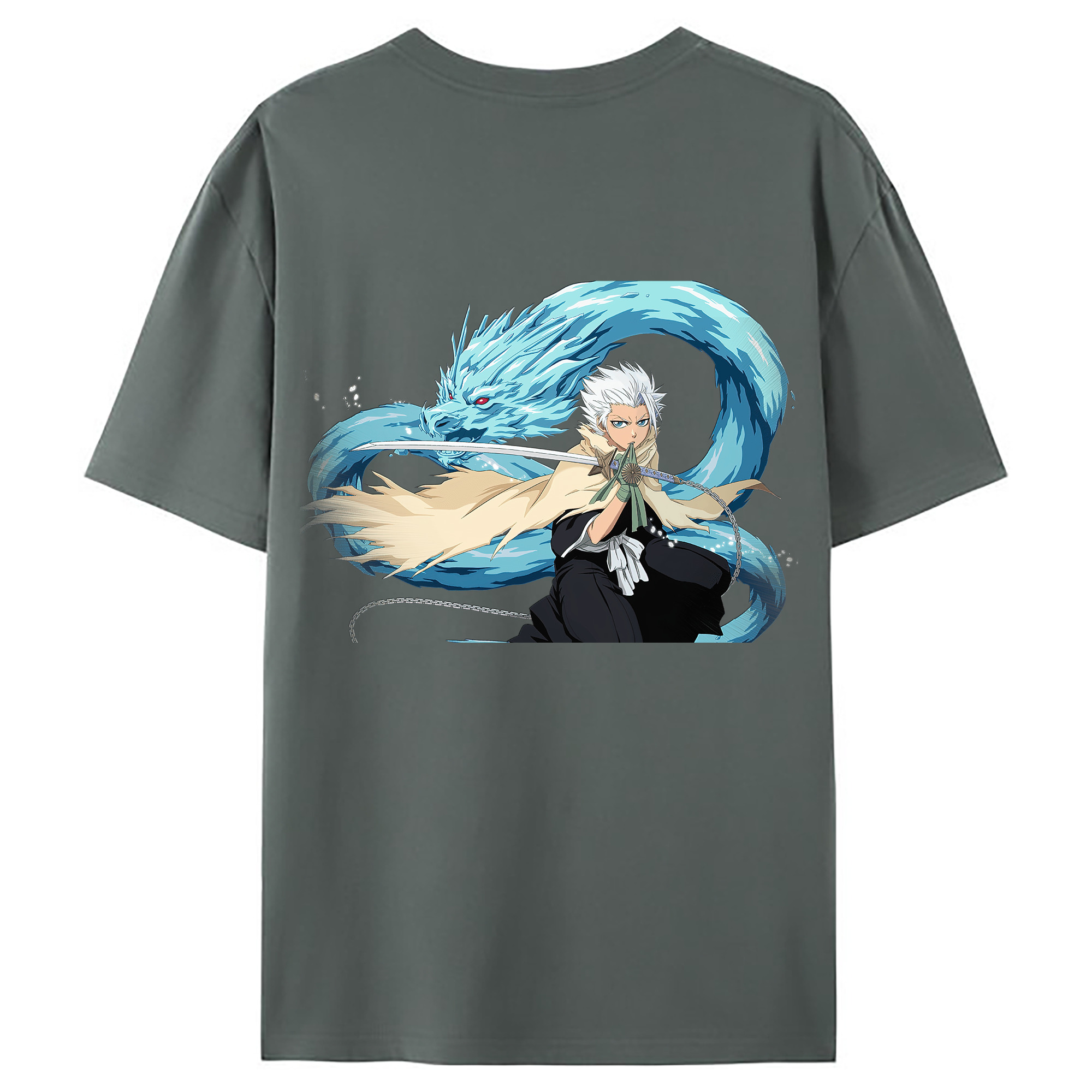 （画像用） ブリーチ 日番谷冬獅郎（ひつがや とうしろう） BLEACH Hitsugaya Toushirou 綿100％ メンズ半袖Tシャツ（バックプリント） 通気性